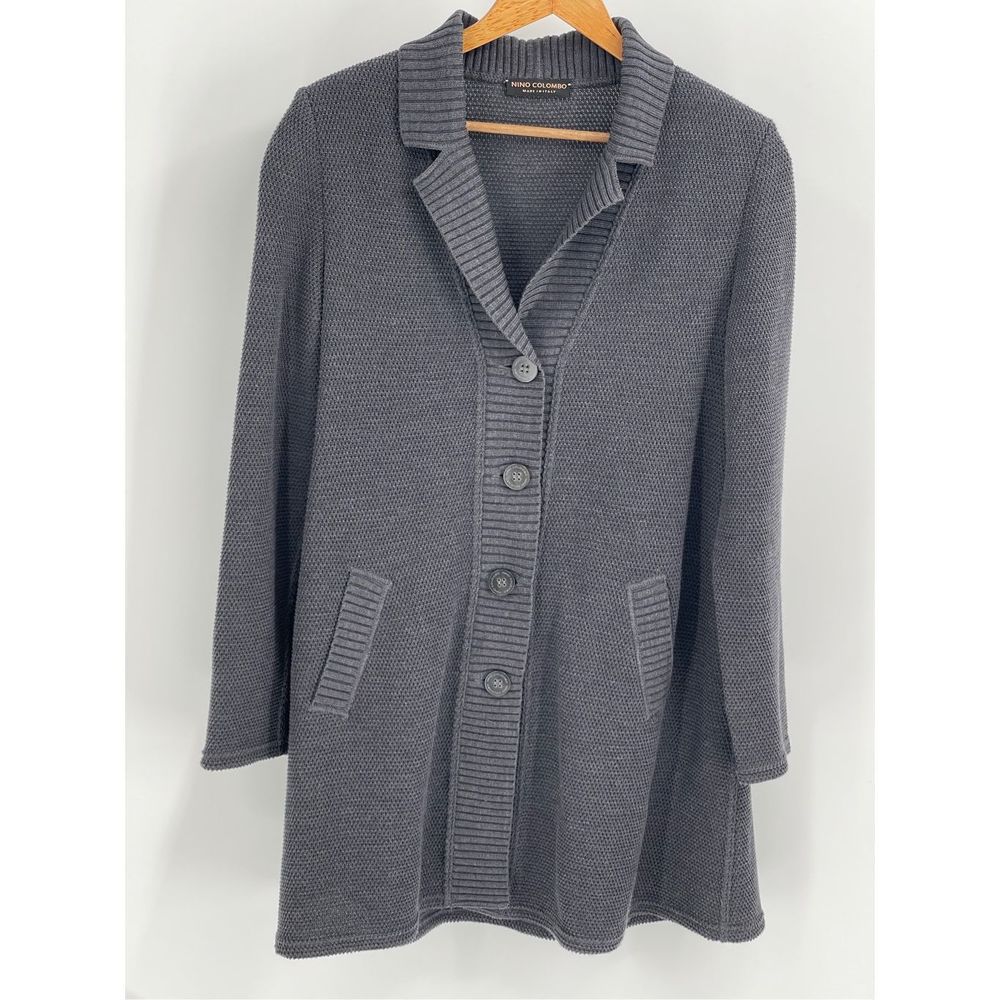 Nino Colombo Cardigan‎ Sweater Womens Size Italian 42 U.S. Medium Gray Long